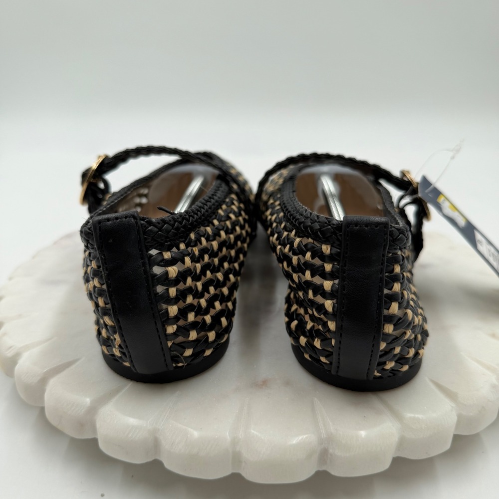 Universal Thread Womens Woven Mary Jane Flats Black Tan Braided Strap Size 8.5 - Picture 5 of 9